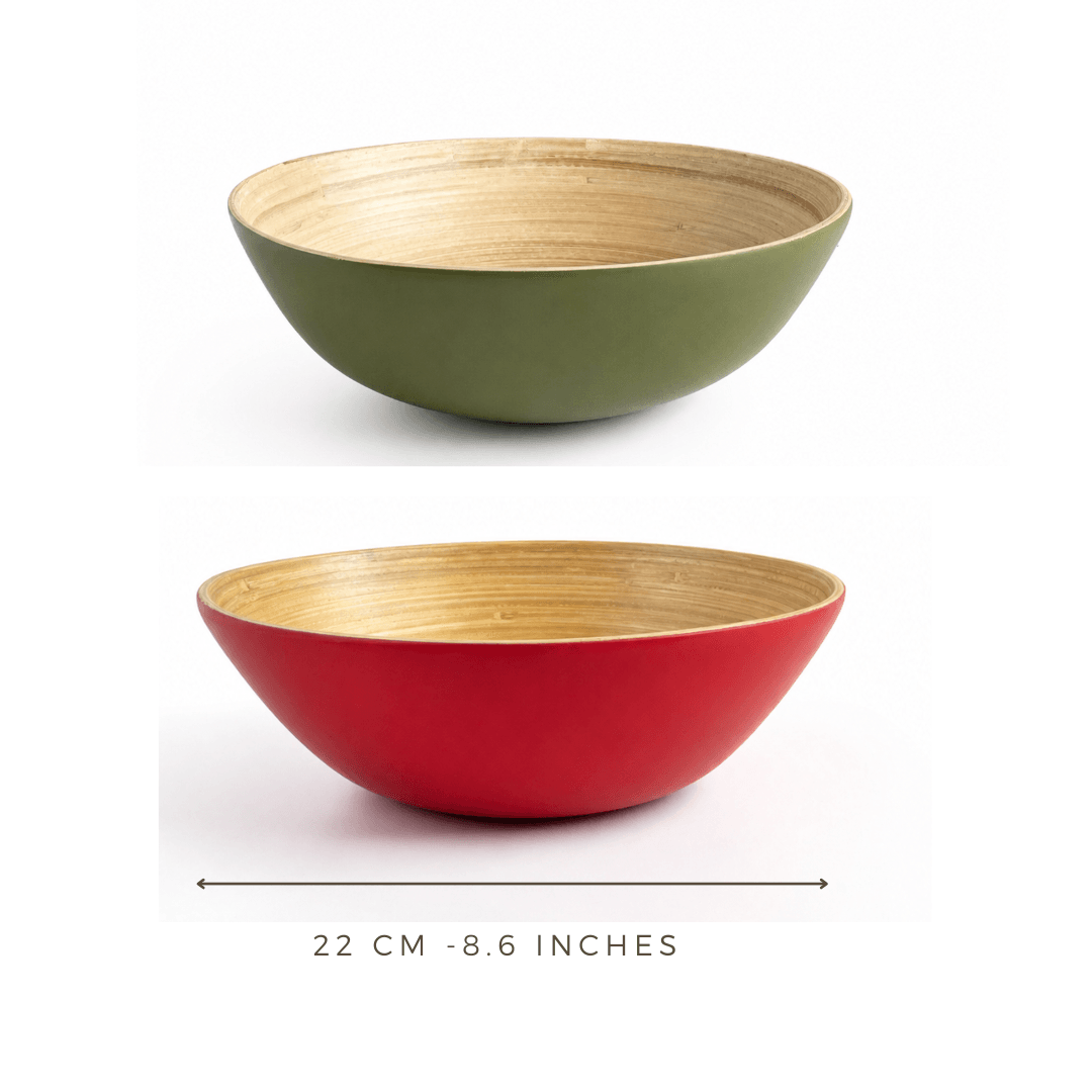 Bamboo Bowl Set 22cm Wooden Serving Bowls - Image 2