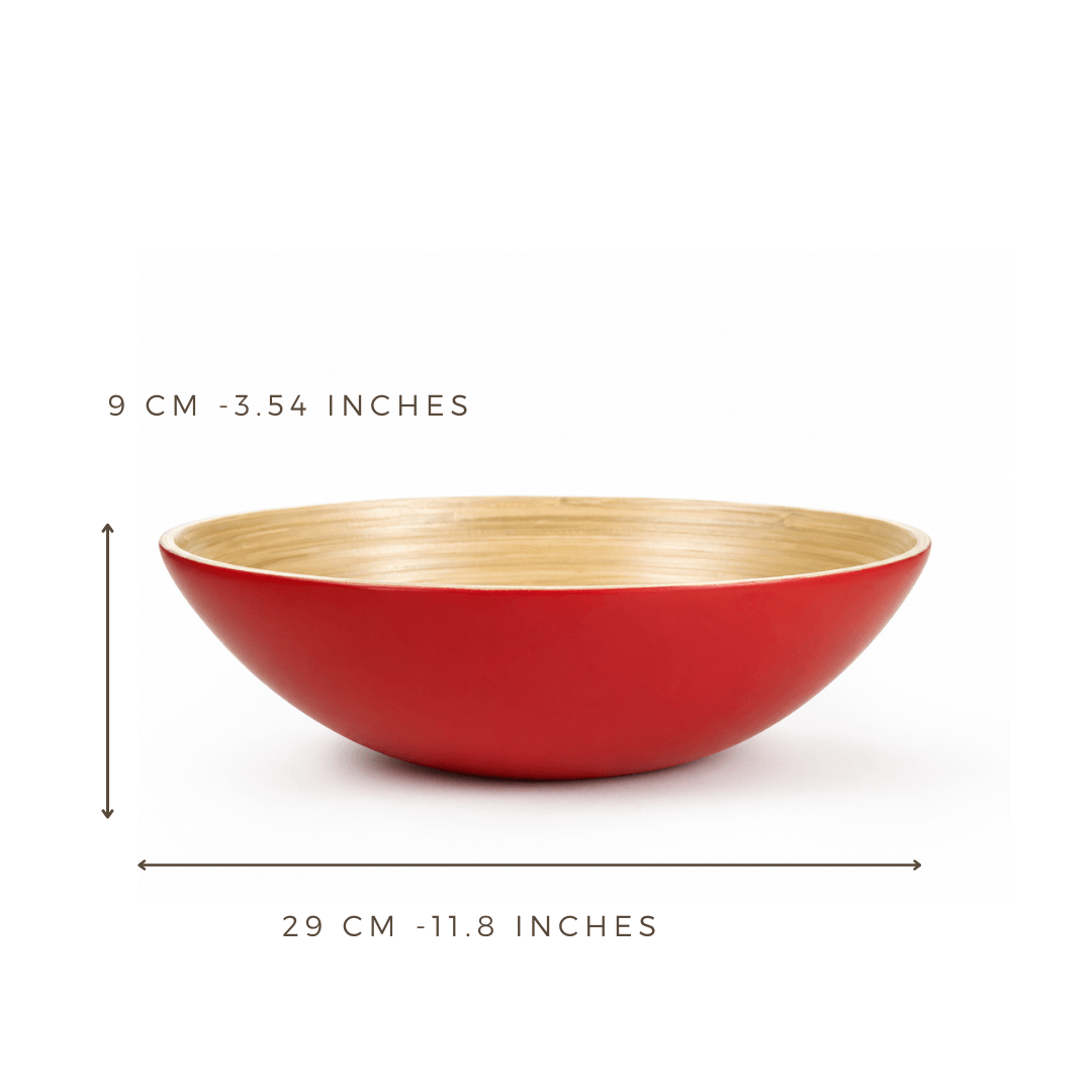 Bamboo Large Wooden Fruit Bowl, 30cm Natural - Image 2
