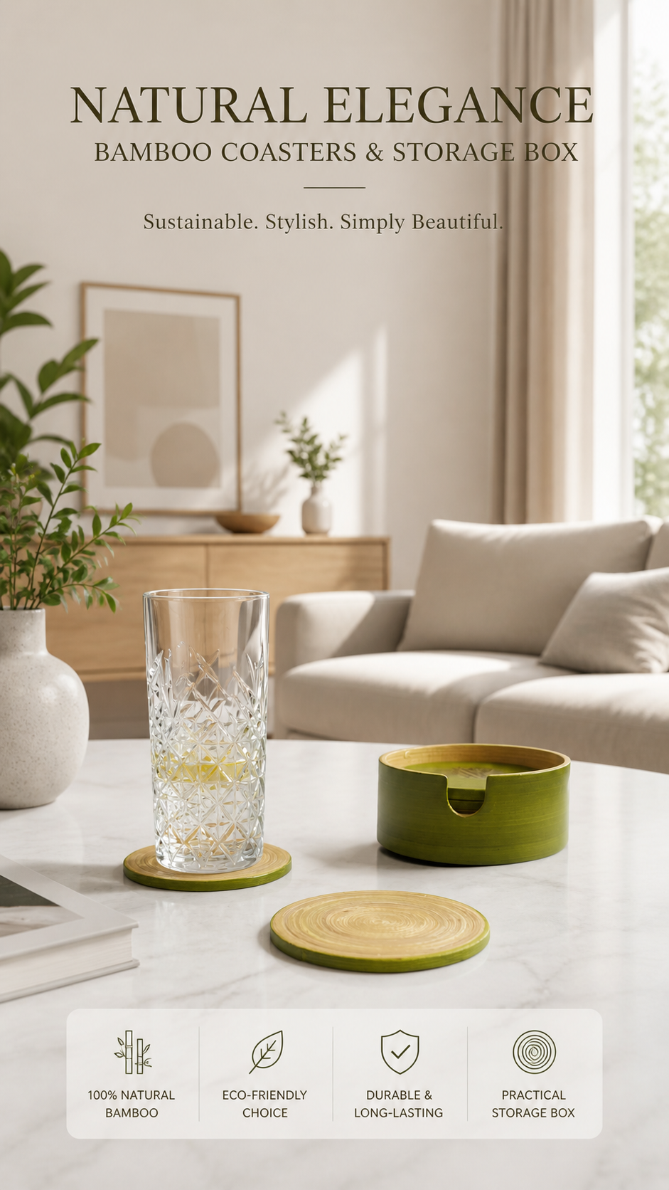 bamboo coaster set