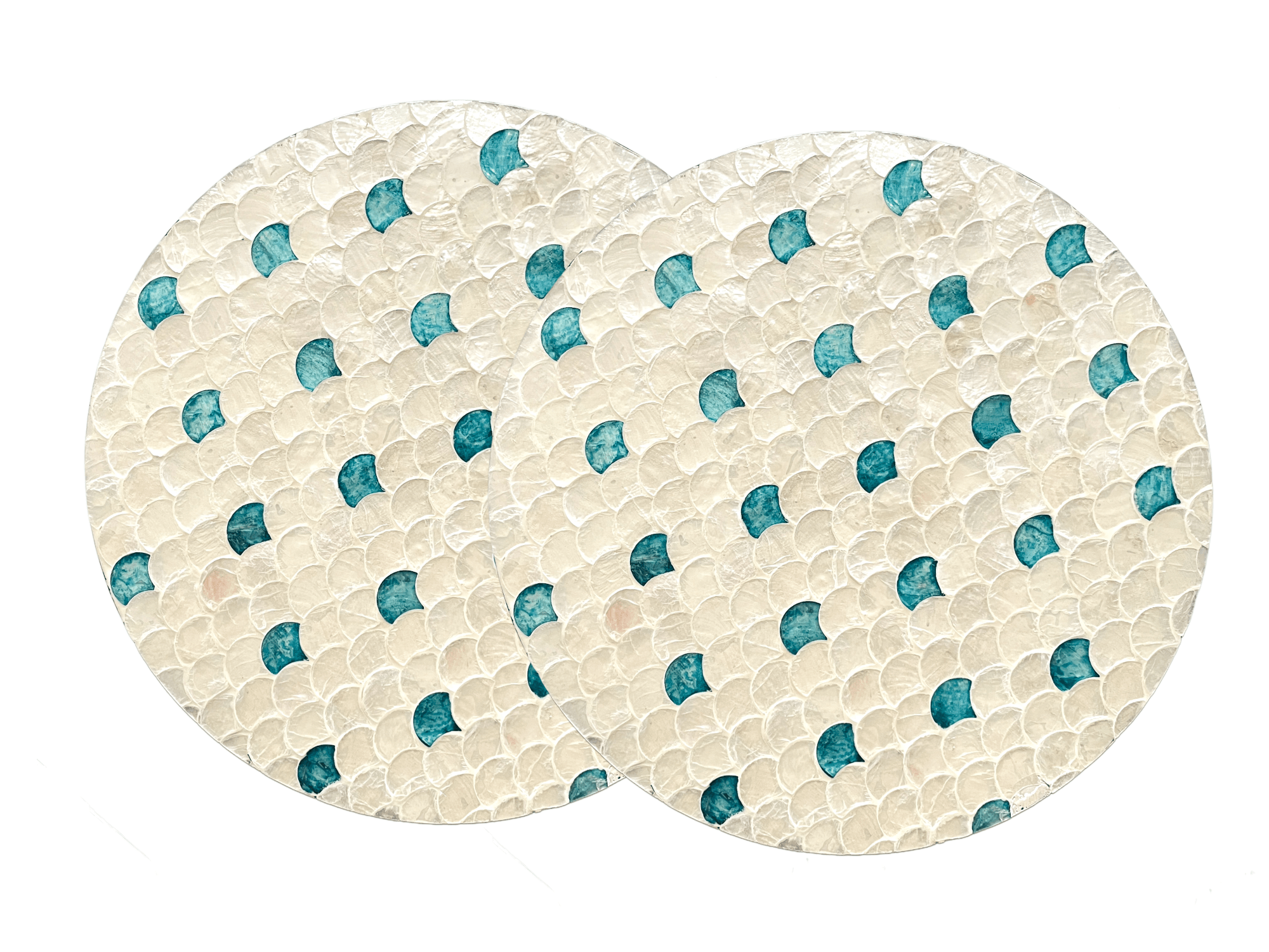 Mother of Pearl Placemat Set 2– Blue & White Fish Scales Handcrafted Dining Table Décor, Elegant Wedding Table Setting, Premium Charger Plate for Occassions - Image 5