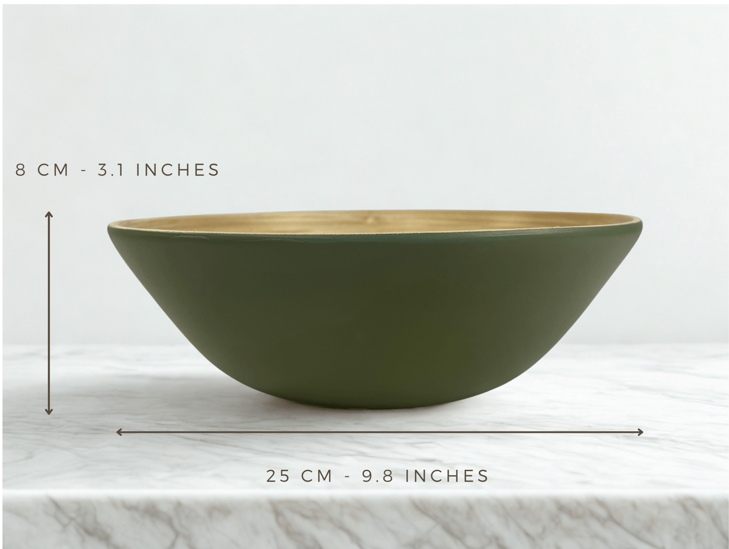 Bamboo Large Wooden Fruit Bowl, 25cm Olive Green - Image 3