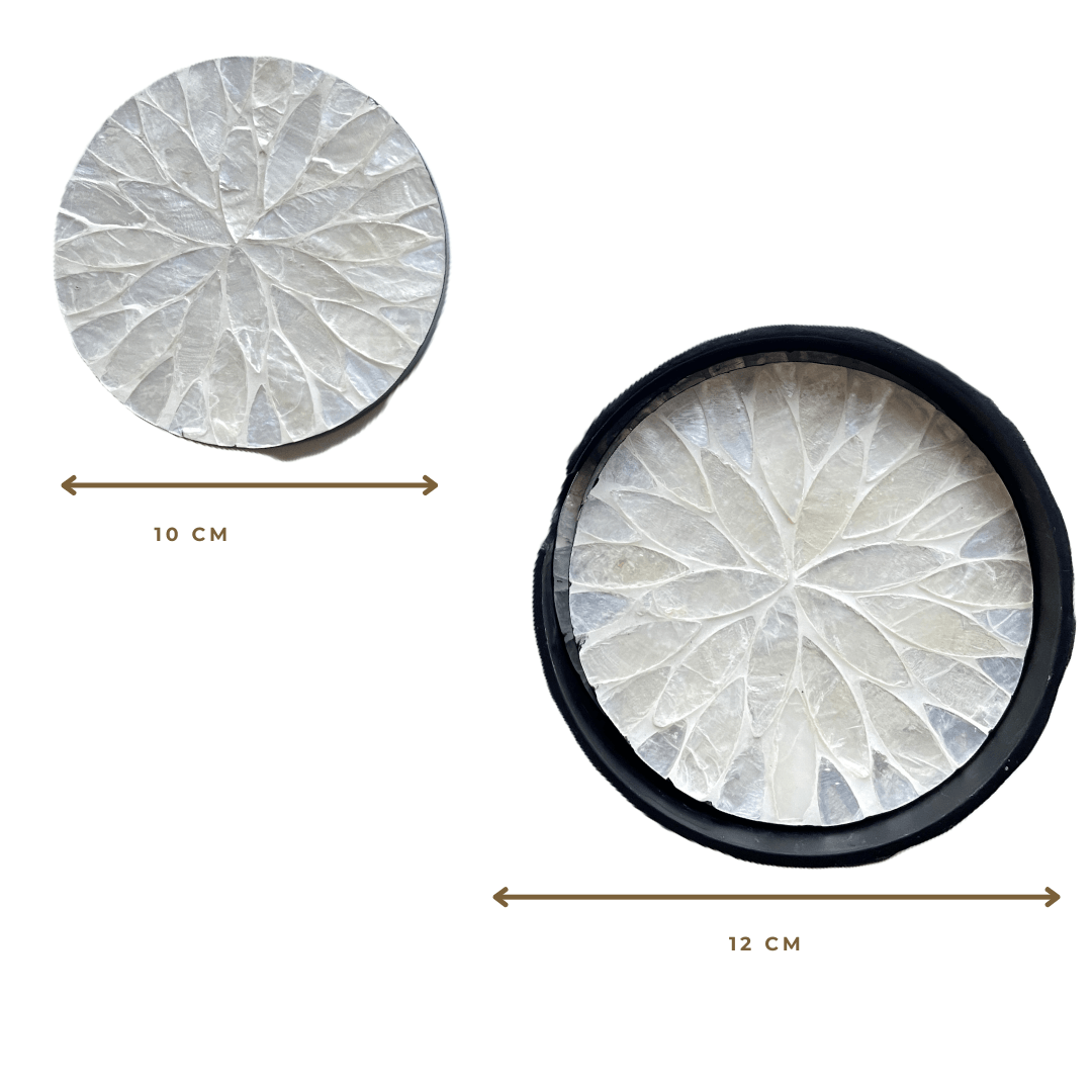 Tonking mother of pearl coaster set of 6,white